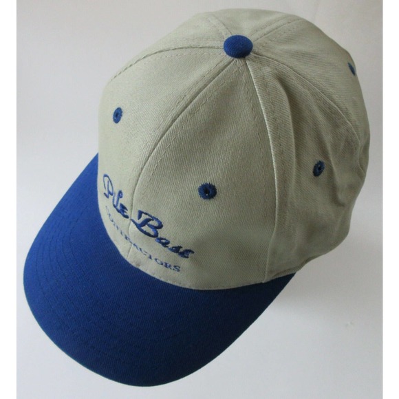 Pile Base Contractors Hat Ball Cap Khaki Blue Slide Clasp Adjustable Embroidered - Picture 5 of 8